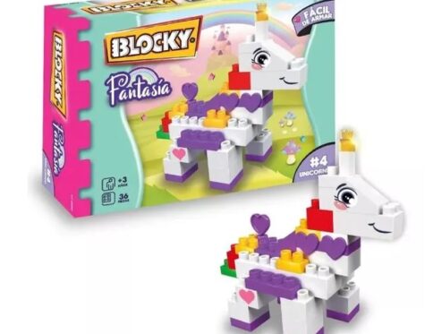 Kit De Construcción Blocky 36 Piezas Mini Unicornio Fantasía