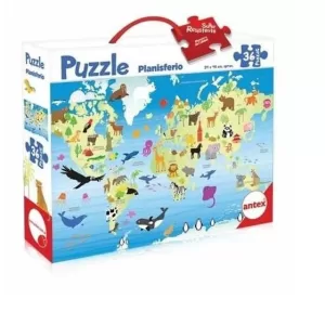 Puzzle Rompecabeza 36 Piezas Mapamundi Planisferio De Antex