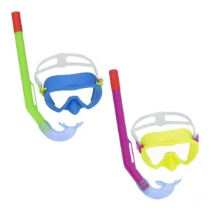 Kit De Buceo Infantil Snorkel Y Antiparras Bestway Crusader Essential Dos Diseños Niños Más De 3 Años Resistente Al Golpe Proteccion Uv Unico Lente Free Latex Correa Ajustable Art 24036